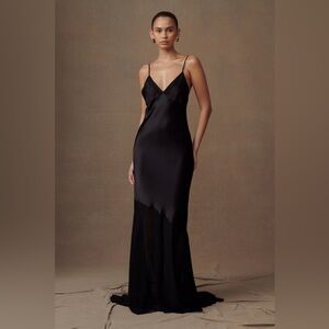 Evelyn Iridescent Satin Maxi Dress